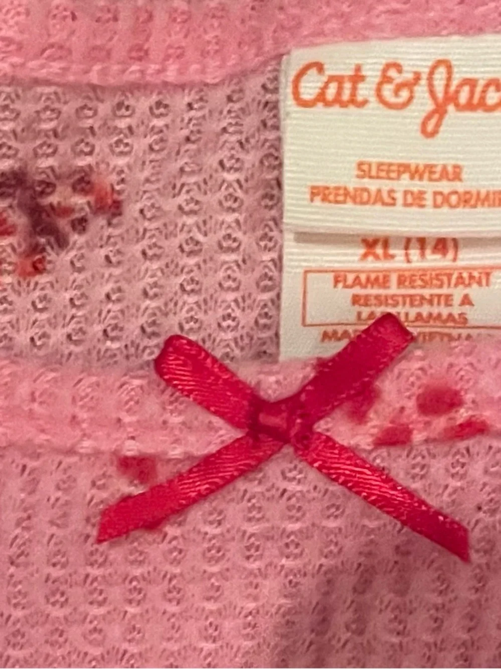 Girls' Pink Holiday Thermal Pajama Set Size XL (14)